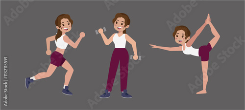 People character doing sport collection
