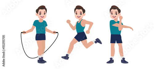 People character doing sport collection