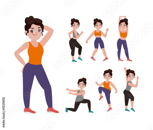 People character doing sport collection