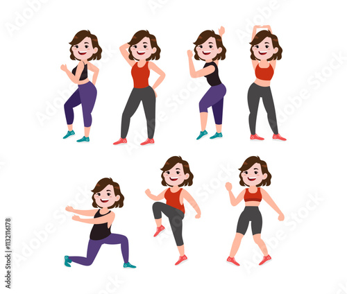People character doing sport collection