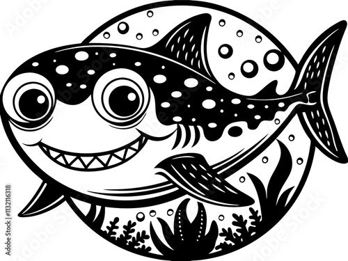 fish cartoon. fish, vector, sea, tattoo, illustration, water, pattern, cartoon, design, animal, nature, set, art, ocean, animals, symbol, logo, decoration, black, life, tribal, seamless, fishing, silh photo