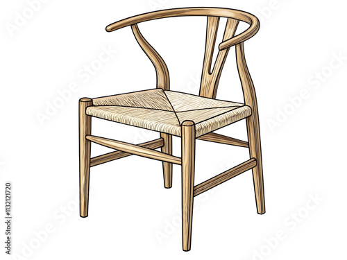 a wishbone chair retro illustration on transparent