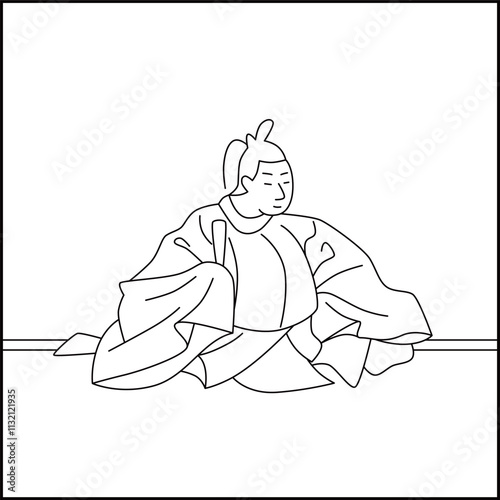 線画正方形百人一首　紀貫之