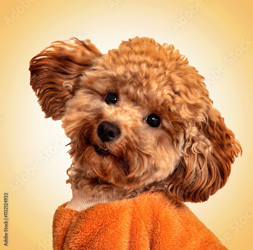 Cute brown toy poodle