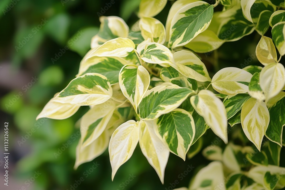 Obraz premium Green and cream variegated leaves on a plant.