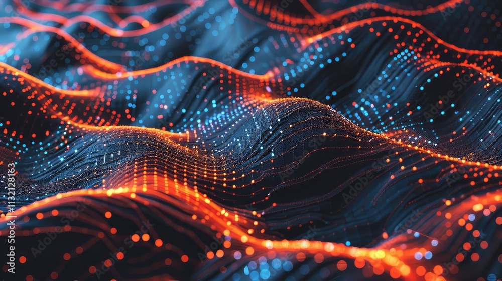 Obraz premium Dynamic Abstract Data Visualization with Colorful Wave Patterns