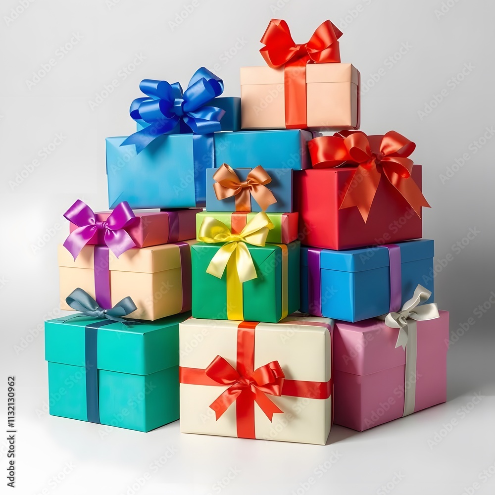 Fototapeta premium Colorful Gift Boxes with Ribbons and Bows