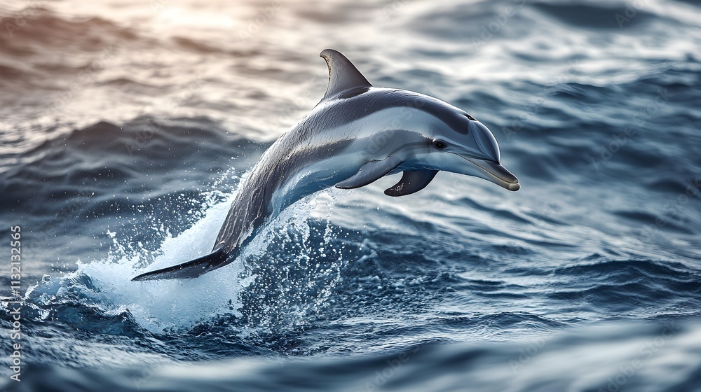 Fototapeta premium Graceful Dolphin Leaping From Turquoise Ocean Waves