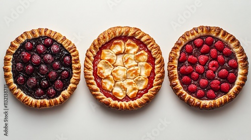 Three Delicious Fruit Pies: A Sweet Treat photo