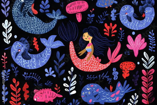 Whimsical Mermaid Illustration photo