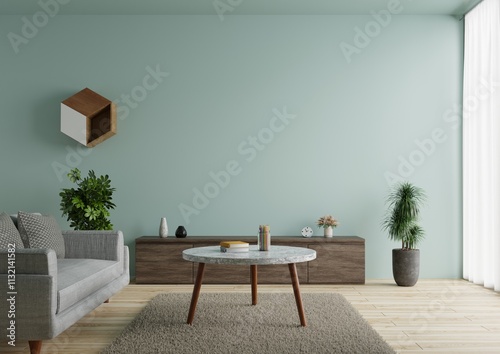 Modern style living room Decorated with sofas and potted plants.