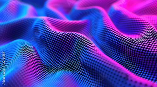 Vibrant Abstract Textile Texture with Wavy Patterns and Colorful Gradient Effects in Blue and Pink Hues