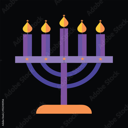 A minimalist, geometric menorah with candles hanukkah vector