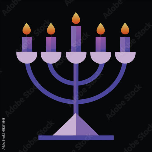 Geometric menorah with candles hanukkah vector art