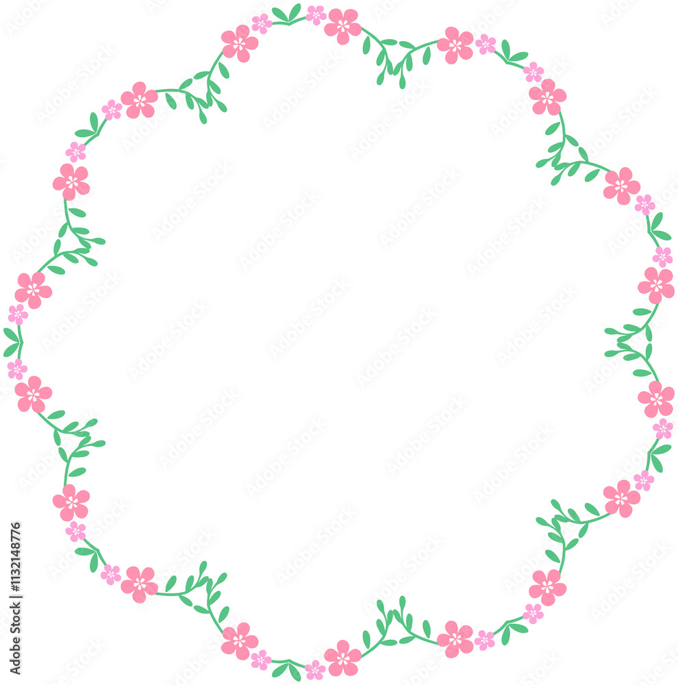 Fototapeta premium Cute Round Flower Frame