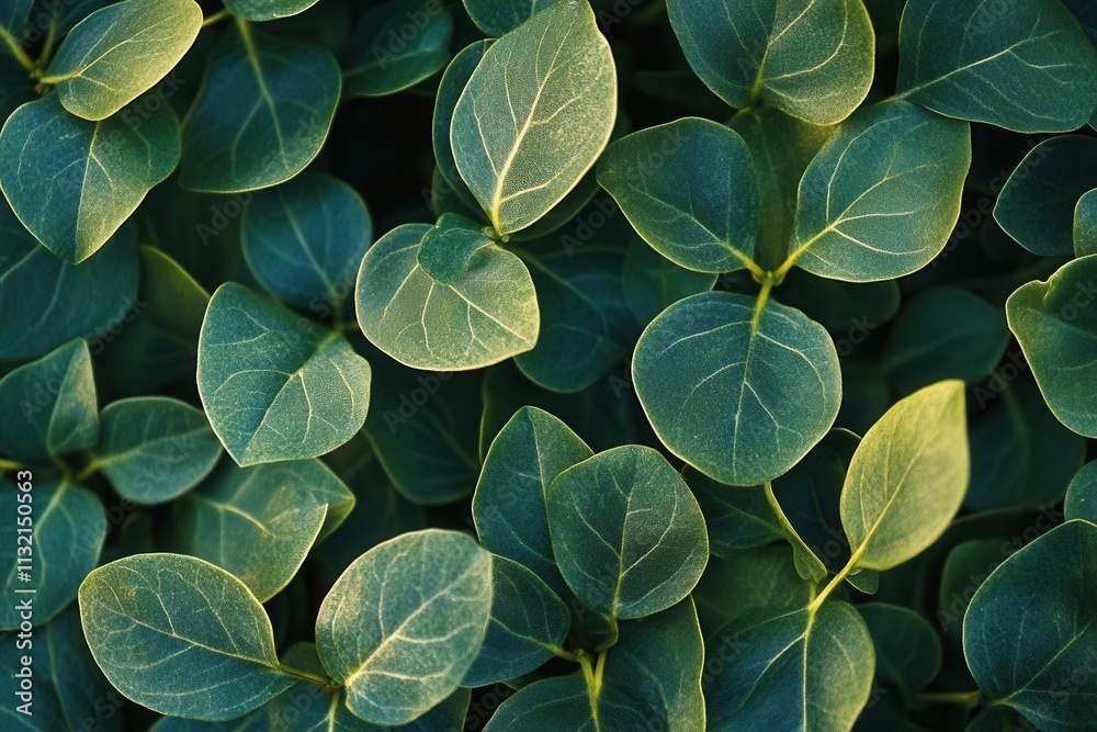 Obraz premium Lush green leaves with intricate vein patterns.