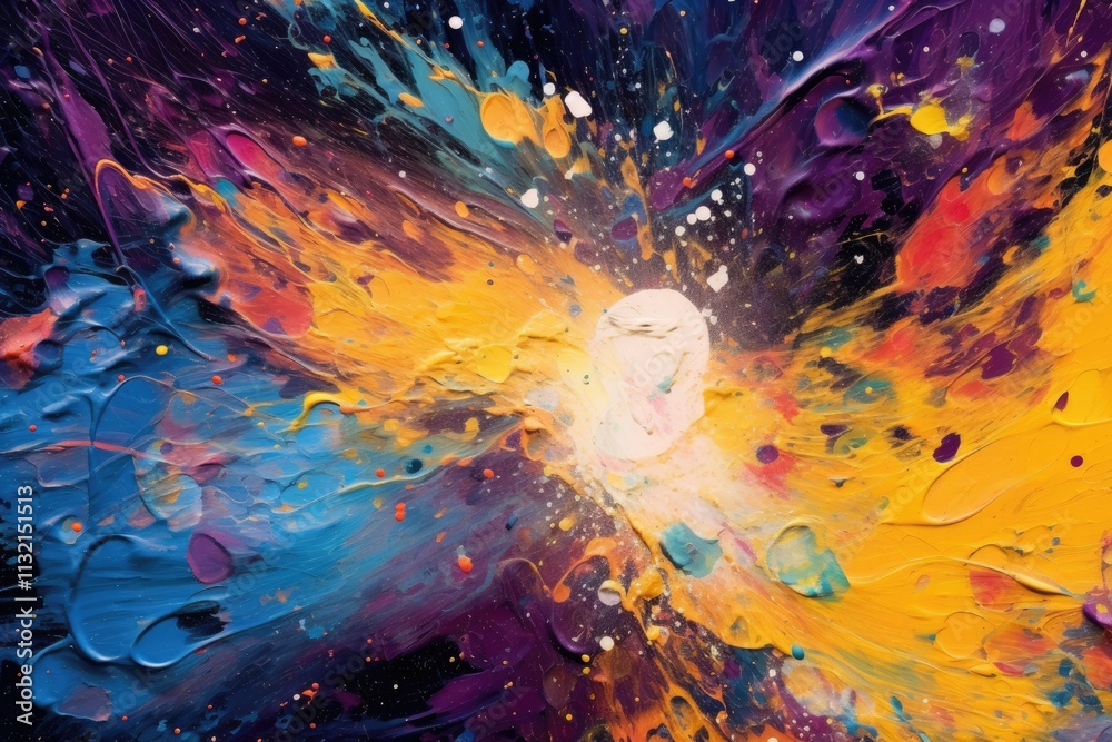 Obraz premium Abstract Colorful Paint Explosion Galaxy Art