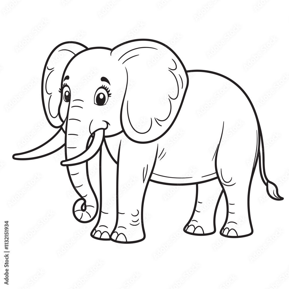 Obraz premium Elephant line art vector on white background 