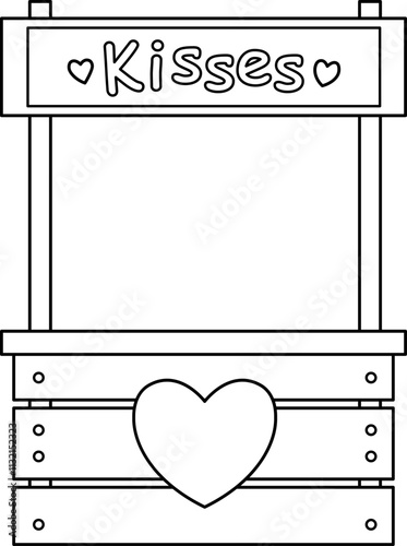 Isolated kissing booth Outline Vector.
For celebrating Valentine's Day, wedding or birthday.
Transparent background.