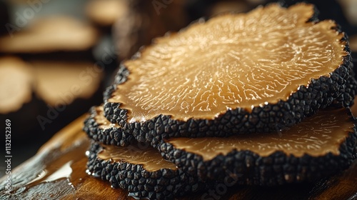 Black Truffle Close-up, Luxury Food Texture, Potential usecase for culinary and gastronomy related projects Generative AI photo