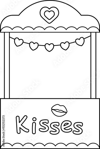 Isolated kissing booth Outline Vector.
For celebrating Valentine's Day, wedding or birthday.
Transparent background.