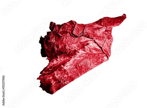 Syria map with the flag Colors Shaded relief map 3d illustration

