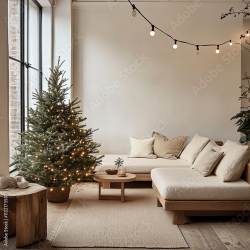 Scandinavian Minimalist Christmas Living Room Decor Elegant Christmas Living Room, Elegant Christmas Living Room, Happy Christmas day, Winter vibe 