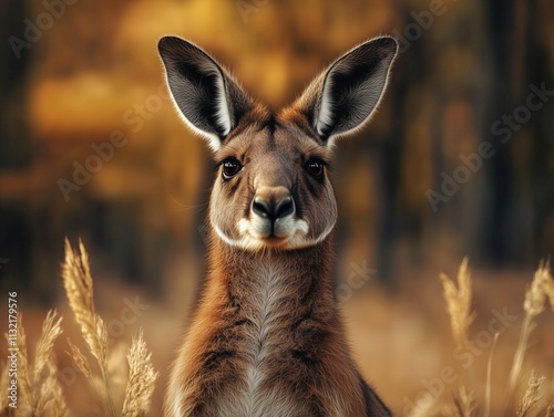 Close Up Portrait of Kangaroo in Natural Habitat, Wild Marsupial