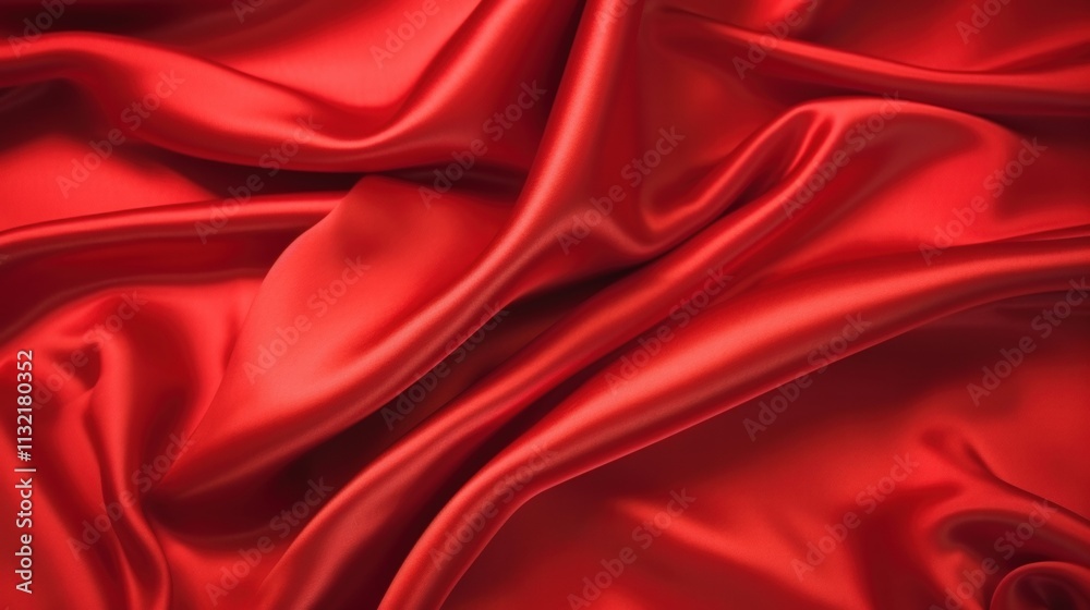 Fototapeta premium Elegant Red Satin Fabric with Smooth Texture and Soft Drapery for Background and Design Use in Various Projects