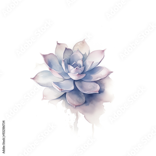 Watercolor Succulent on Transparent Background