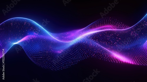 Dynamic neon lines floating on a contrasting dark background photo