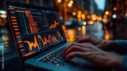 Business Professional Analyzing Stock Market Trends with Hands