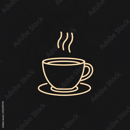 Sleek Minimalist Coffee Cup Logo Design with Gentle Steam Rising, Perfect for Café Branding and Modern Beverage Identity Approaches photo