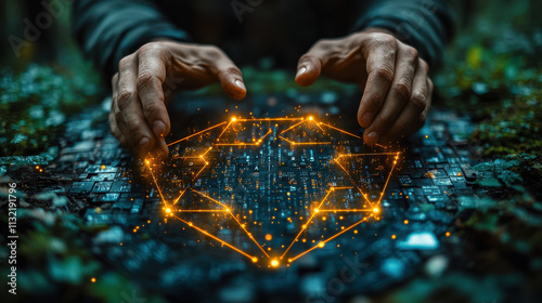 Businessman and Circular Economy Concept on Digital Display