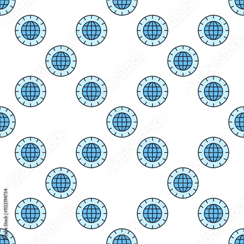 Earth Globe vector World round blue seamless pattern