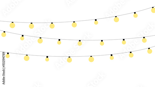 Christmas glowing garland lights on transparent background
