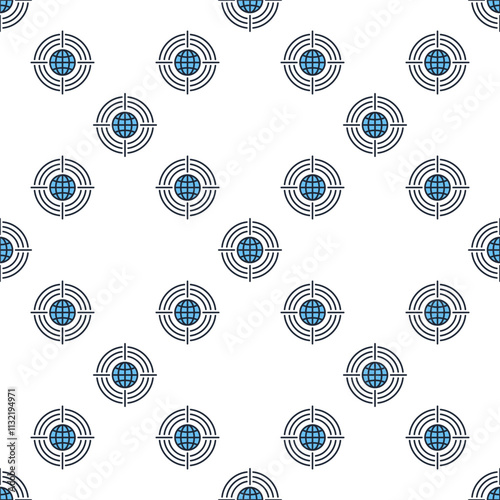 Target with Earth Globe vector World blue seamless pattern