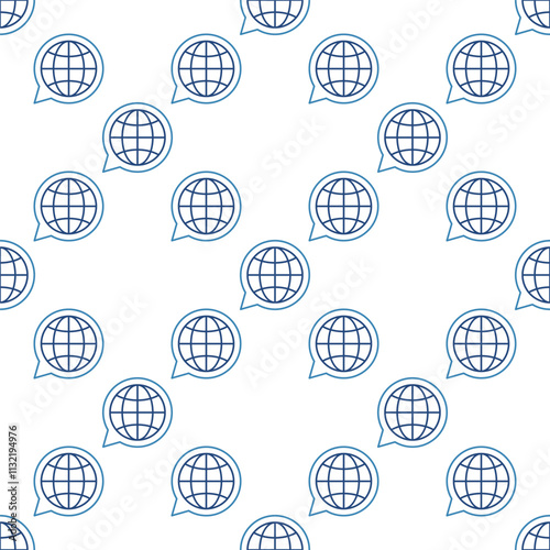 Speech Bubble with Earth Globe vector World outline seamless pattern