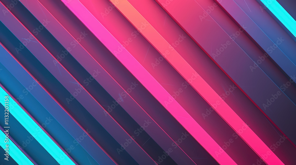 Obraz premium Vibrant Abstract Background with Diagonal Lines in Bright Pink and Blue Color Palette
