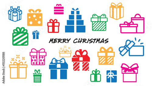 set of gift boxes for christmas decoration vector banner in white background simple pretty beautiful web page size surprise editable