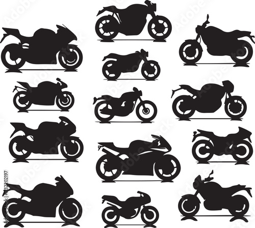 Set of Motorcycle silhouette vector illustration, classic and sport motorcycle silhouette