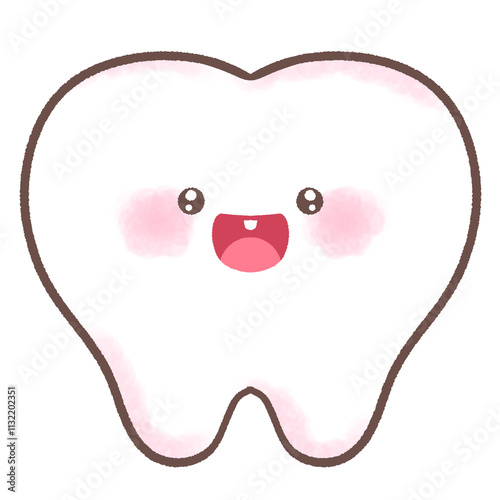 Happy baby tooth milk tooth healthy baby tooth dental icon cartoon style isolated hand drawn illustration