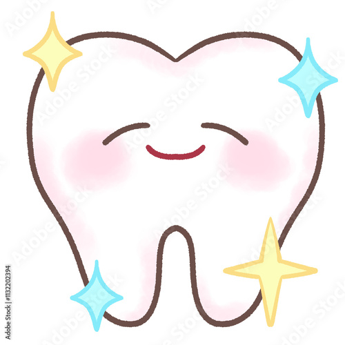 Cleaning Tooth healthy tooth icon in cartoon style isolated hand drawn illustration