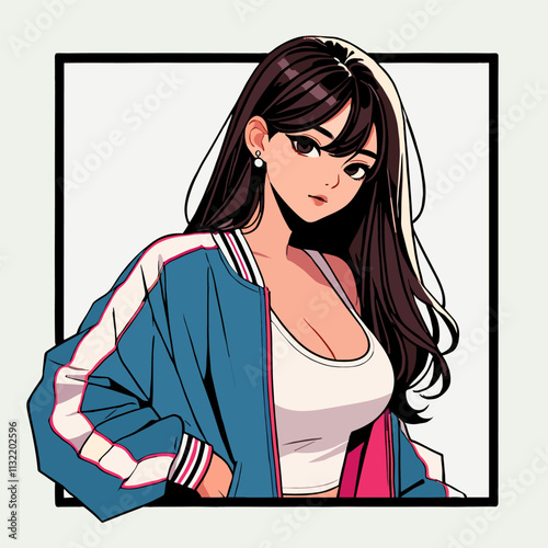 lofi anime girl, nostalgic illustration