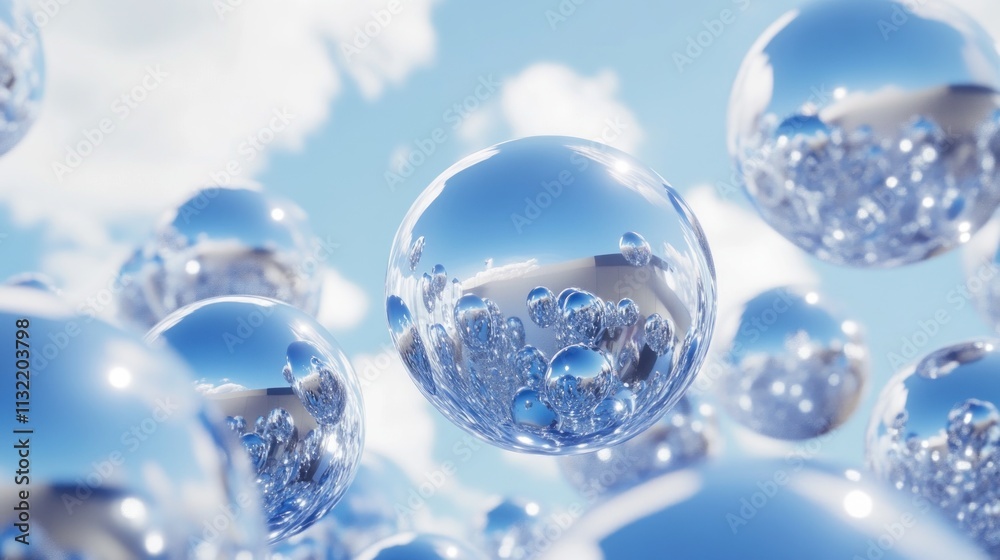 custom made wallpaper toronto digitalReflective Spheres Float Against A Cloudy Blue Sky