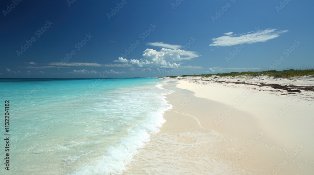 Fototapeta premium Serene Tropical Beach Scene With Azure Waters