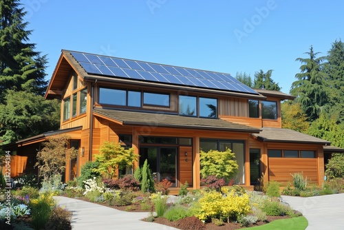 Eco-friendly single-family house with bamboo walls and solar power