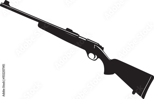 Hunting rifle icon in black style isolated on white background. Hunting symbol stock vector illustration.