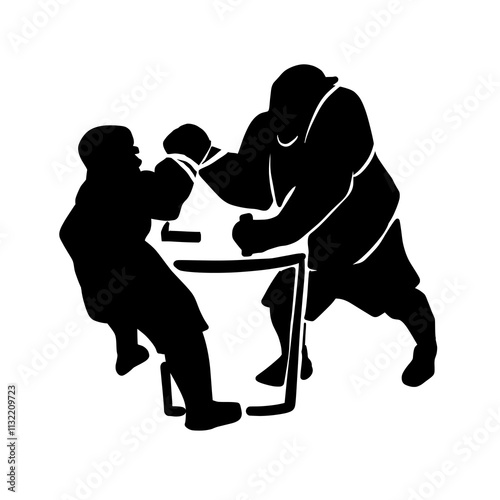 Vector Silhouette of Arm Wrestling Match