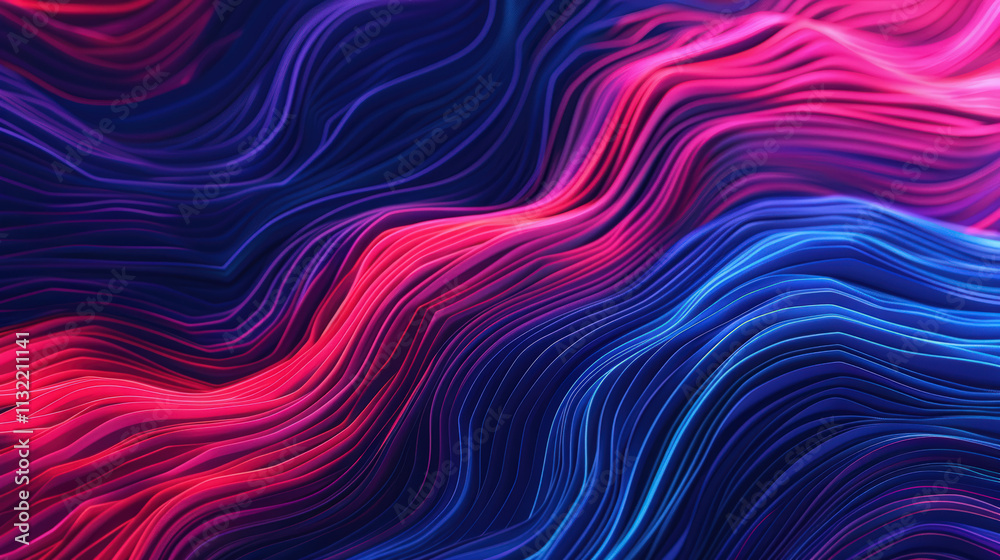 Obraz premium Abstract Colorful Wavy Patterns in Vibrant Shades of Pink and Blue with Smooth Gradient and Fluid Motion Effect